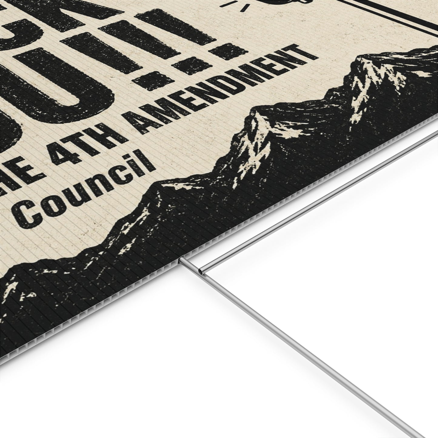 Anti Flock Camera Yard Sign 24x18 | FLOCK YOU and the 4th Amendment | Vintage Mountain Range Anti ALPR Protest Sign w Stake