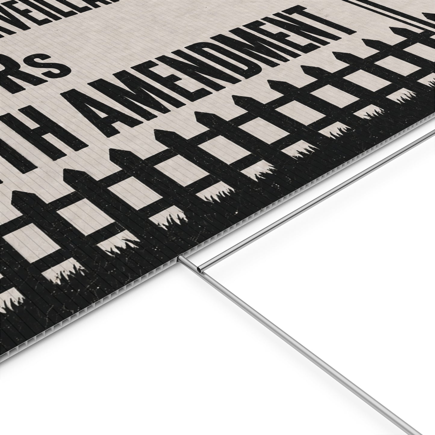 No Mass Surveillance Yard Sign 24x18 | Anti ALPR Camera Vintage Picket Fence Print | 4th Amendment Lawn Sign w Stake