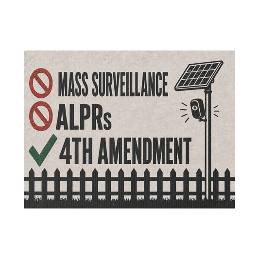 No Mass Surveillance Yard Sign 24x18 | Anti ALPR Camera Vintage Picket Fence Print | 4th Amendment Lawn Sign w Stake