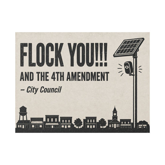 Anti Flock Camera Yard Sign 24x18 | FLOCK YOU and the 4th Amendment | Vintage Small Town Anti ALPR Protest Sign w Stake