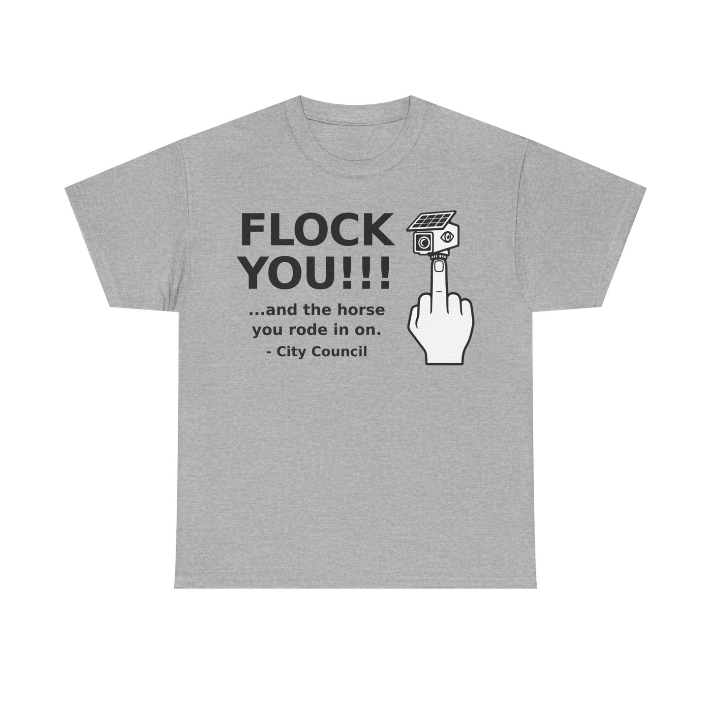 Funny Anti Surveillance Shirt | FLOCK YOU and the Horse You Rode In On | Anti Flock Camera ALPR Privacy Protest Tee, Unisex Soft