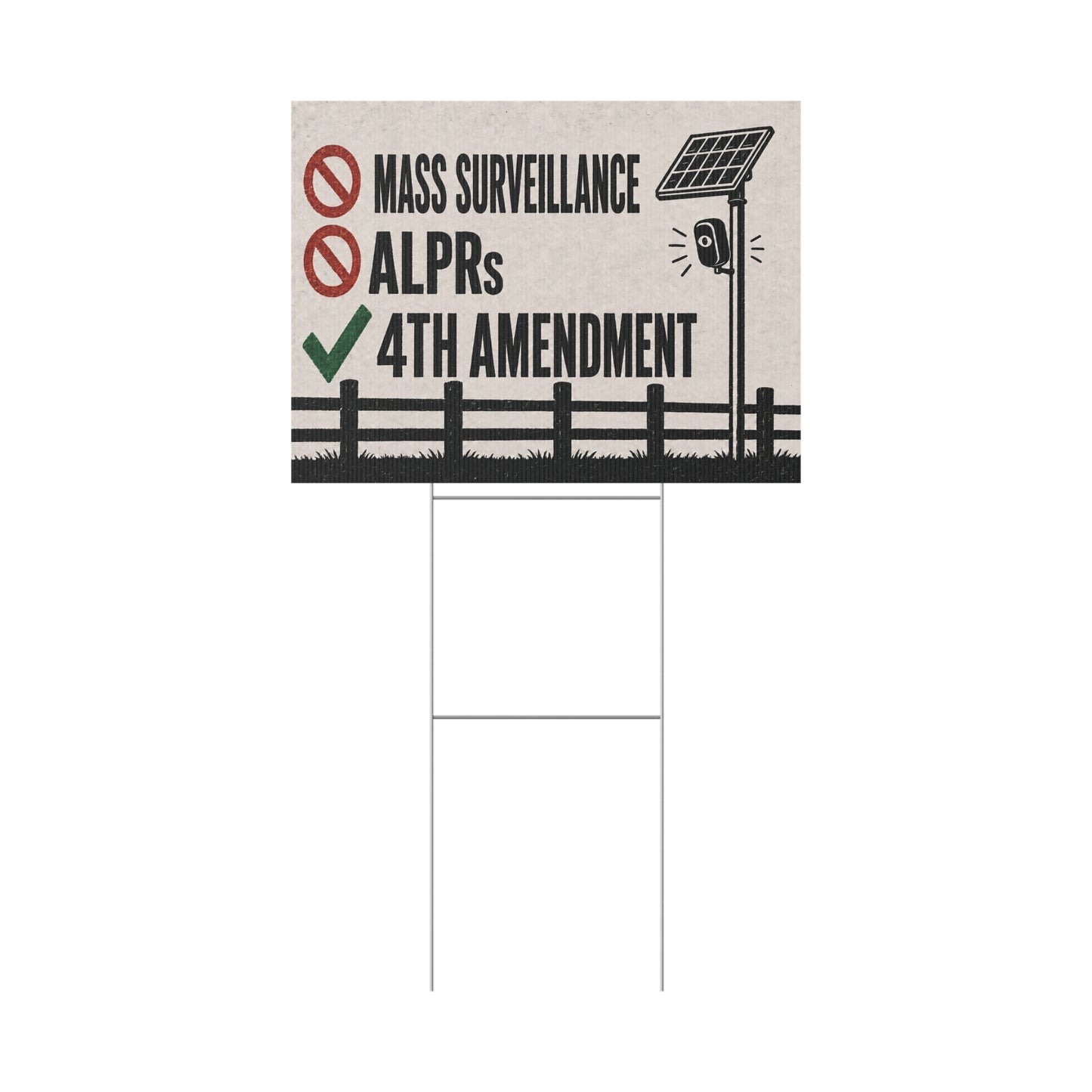 No Mass Surveillance Yard Sign 24x18 | Anti ALPR Camera Vintage Ranch Print | 4th Amendment Lawn Sign w Stake