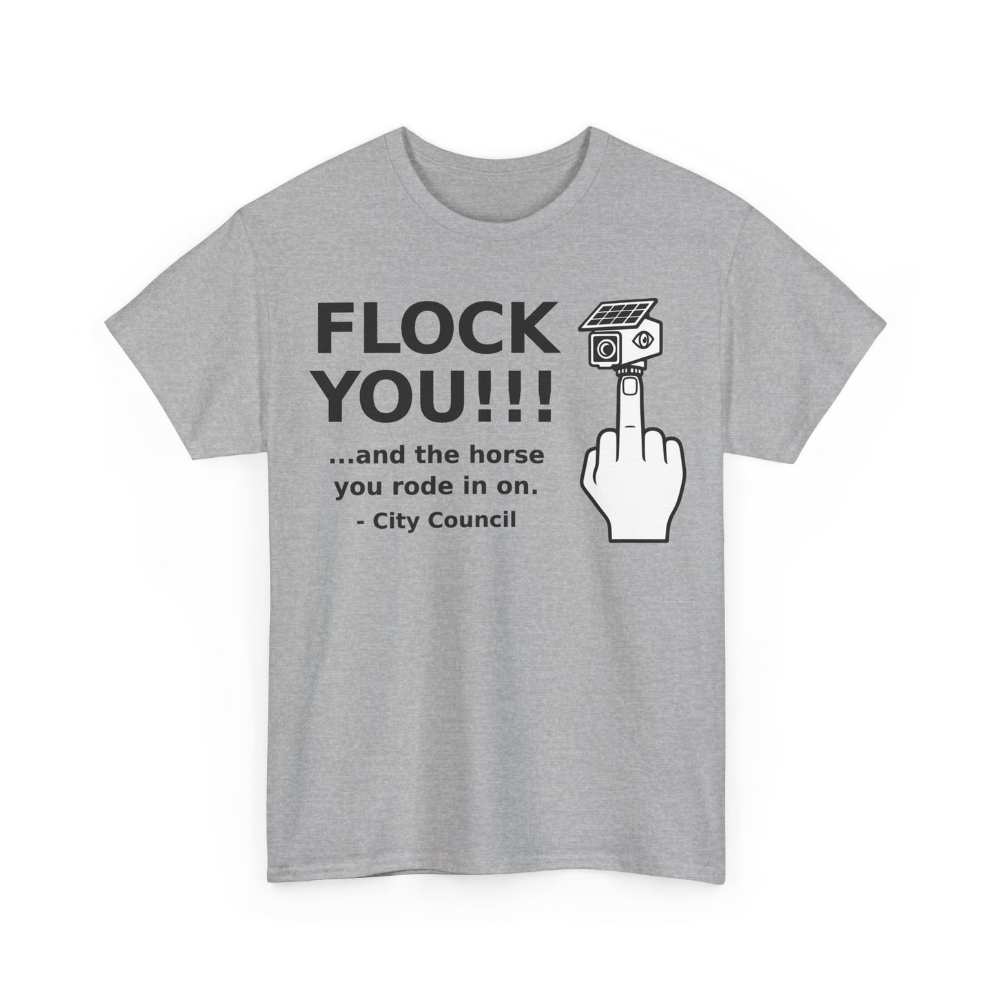 Funny Anti Surveillance Shirt | FLOCK YOU and the Horse You Rode In On | Anti Flock Camera ALPR Privacy Protest Tee, Unisex Soft