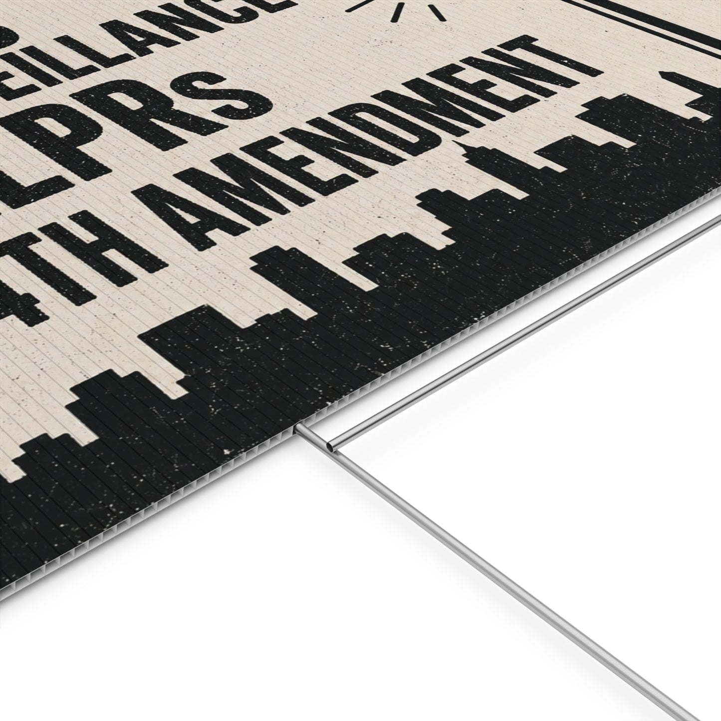 No Mass Surveillance Yard Sign 24x18 | Anti ALPR Camera Vintage City Print | 4th Amendment Lawn Sign w Stake
