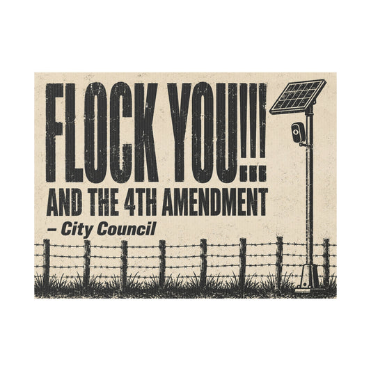 Anti Flock Camera Yard Sign 24x18 | FLOCK YOU and the 4th Amendment | Vintage Barbed Wire Fence Anti ALPR Protest Sign w Stake