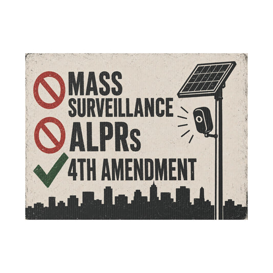 No Mass Surveillance Yard Sign 24x18 | Anti ALPR Camera Vintage City Print | 4th Amendment Lawn Sign w Stake