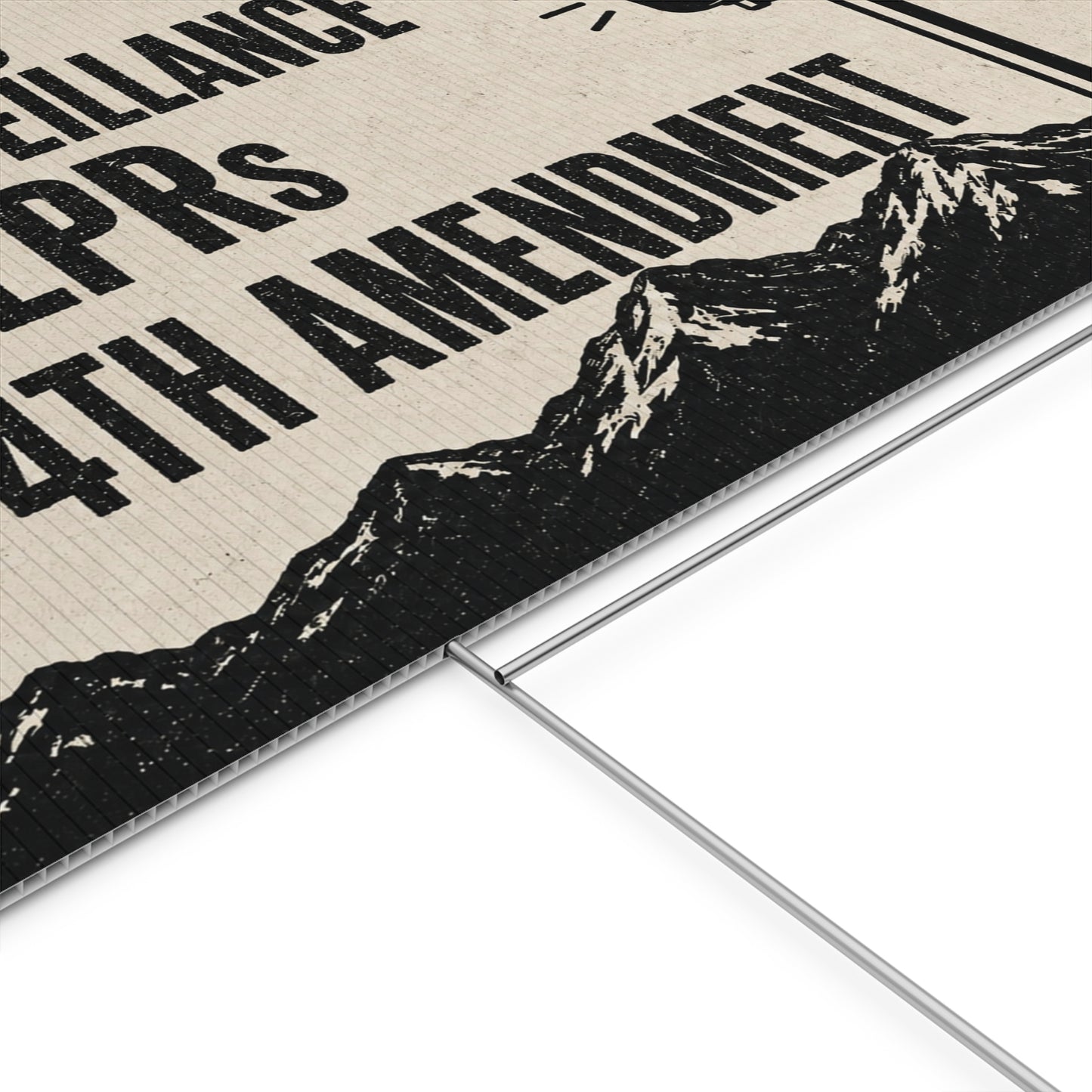 No Mass Surveillance Yard Sign 24x18 | Anti ALPR Camera Vintage Mountain Print | 4th Amendment Lawn Sign w Stake