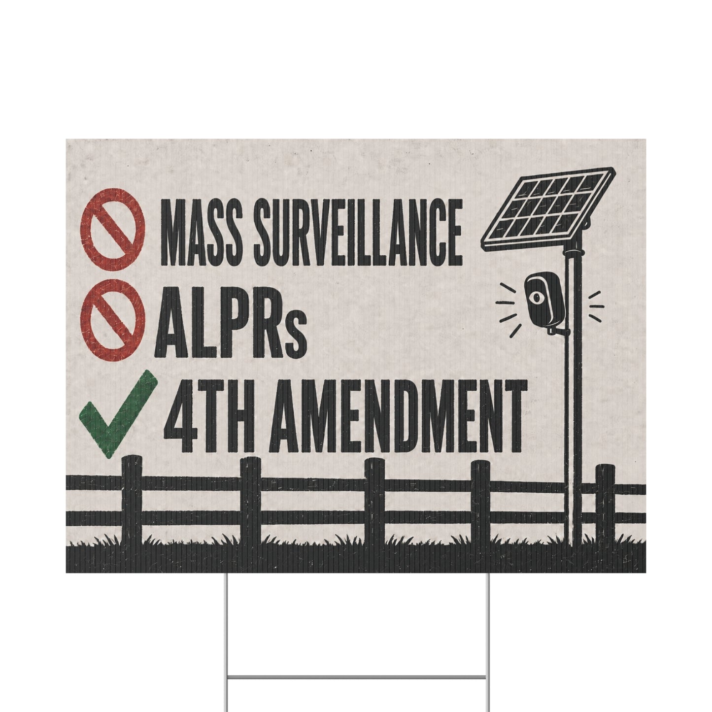 No Mass Surveillance Yard Sign 24x18 | Anti ALPR Camera Vintage Ranch Print | 4th Amendment Lawn Sign w Stake